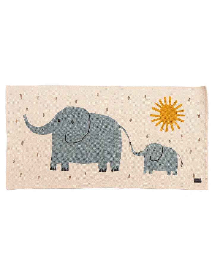 Kinderteppich ELEFANTEN (70x140) in beige/jade