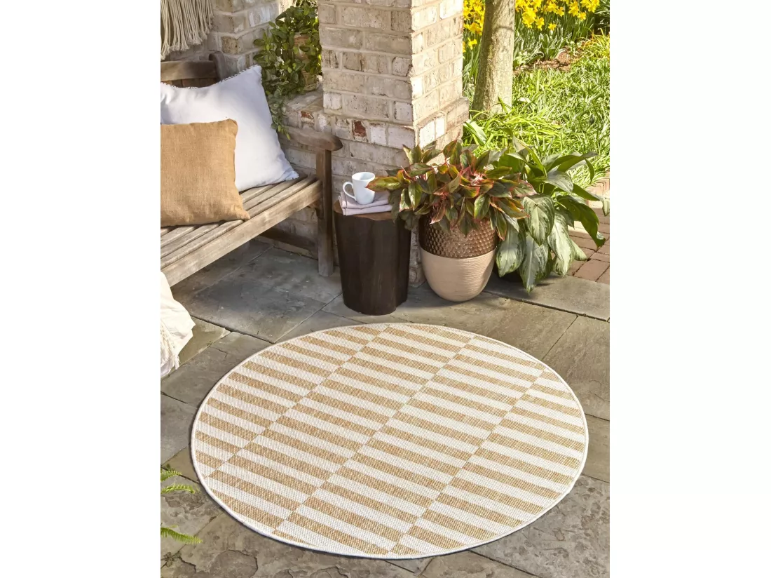 Tapis d'Extérieur - 125x125 - Taupe - Tulum Tile