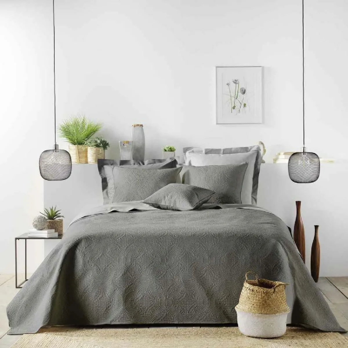 Paris Prix Housse de Coussin Romane 40x40cm - Anthracite
