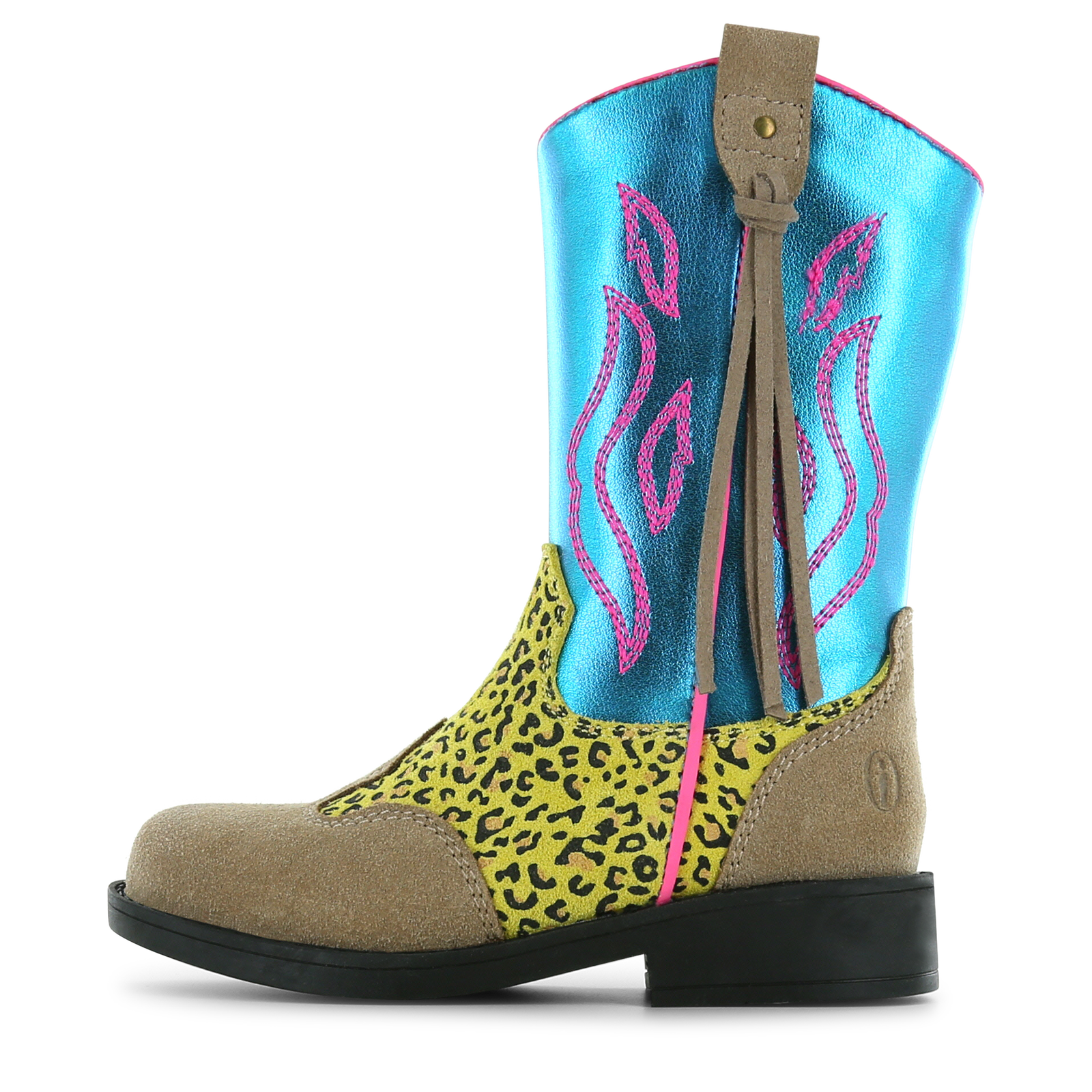 Shoesme blauwe cowboylaars met print Metallic, Microfiber leer, Suède | Sal