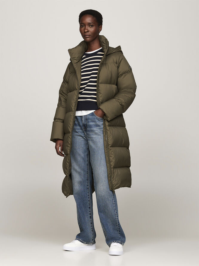 Tommy Hilfiger HW DOWN CASUAL MAXI Army green