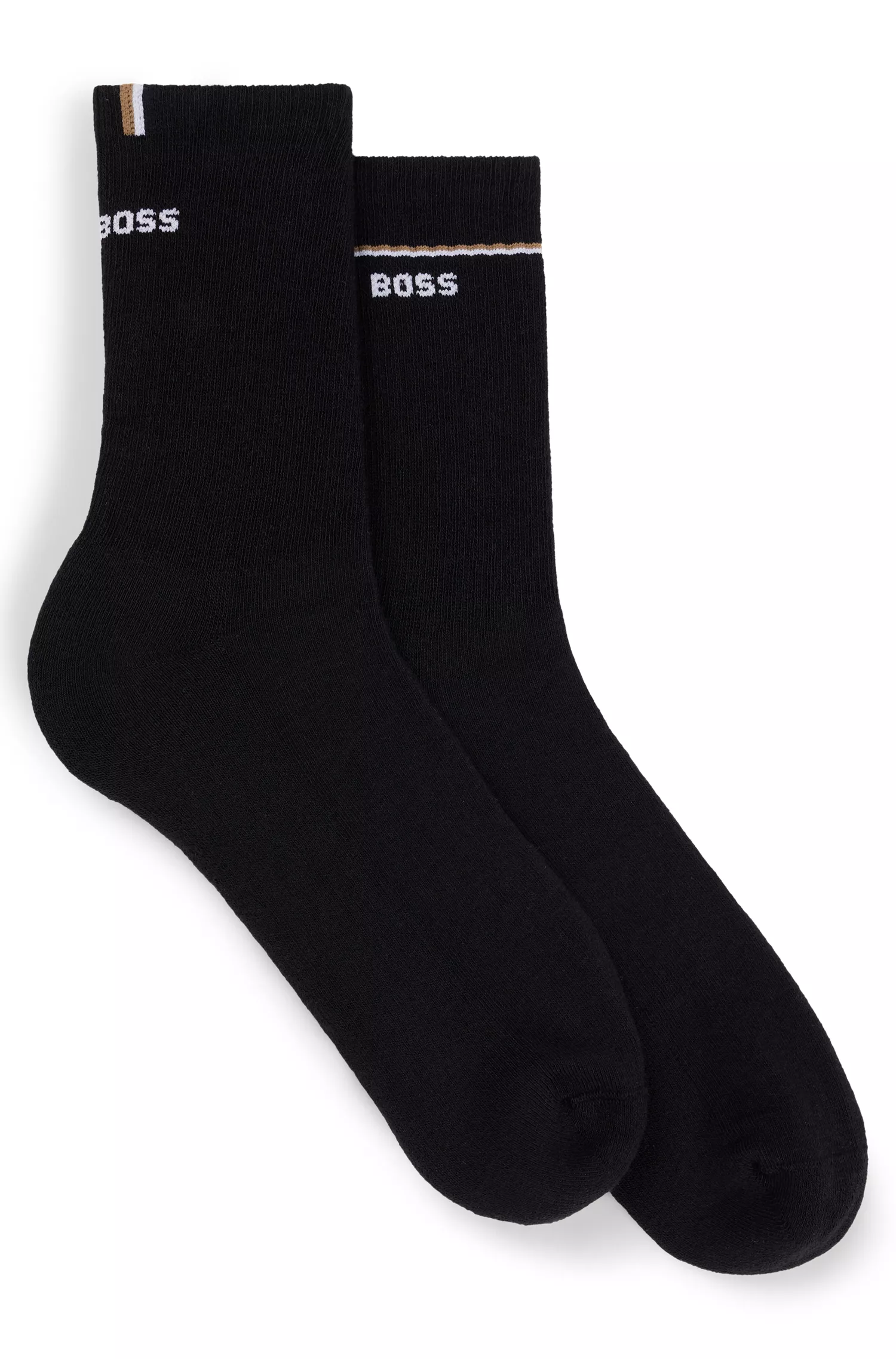 BOSS Preto - Pacote com dois pares de meias cano curto com detalhes do logotipo