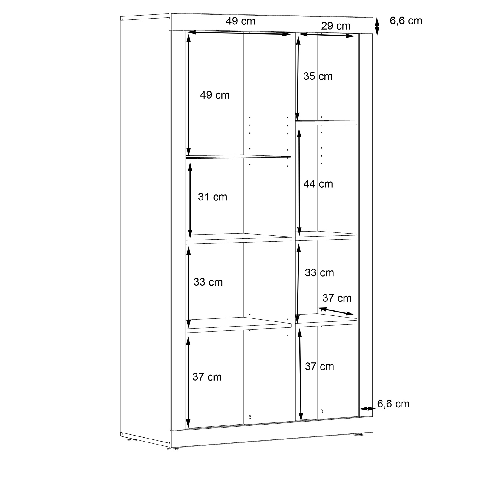 Highboardvitrine - Betonoptik - weiß - 168 cm hoch