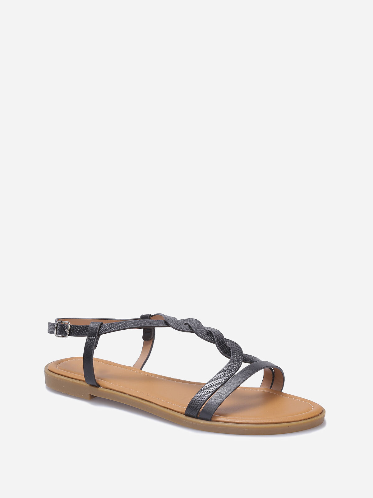 Nu-pieds avec bride style écailles grandes tailles- Noir