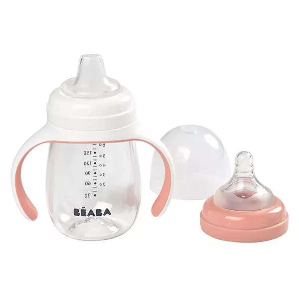 Copo e mamadeira 2 em 1 Béaba, rosa, 210ml