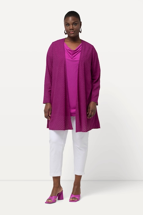 Indoorjacke, 3D-Zackenmuster, A-Linie, V-Ausschnitt