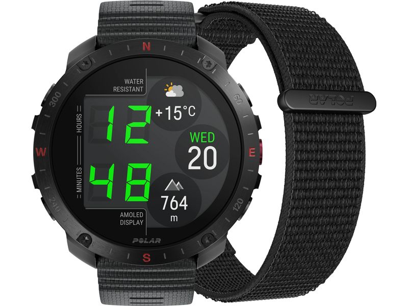 POLAR GPS-Sportuhr Grit X2 Pro Night Black Sportuhr mit optischer Pulsmessung und Smartwatch-Navigation