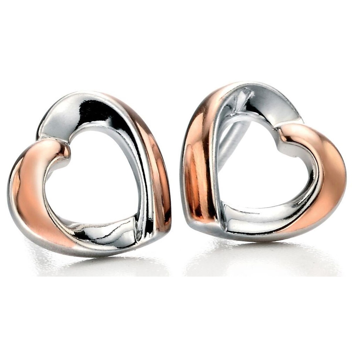 Boucle d'oreille coeur plaqué Or rose en argent 925/1000