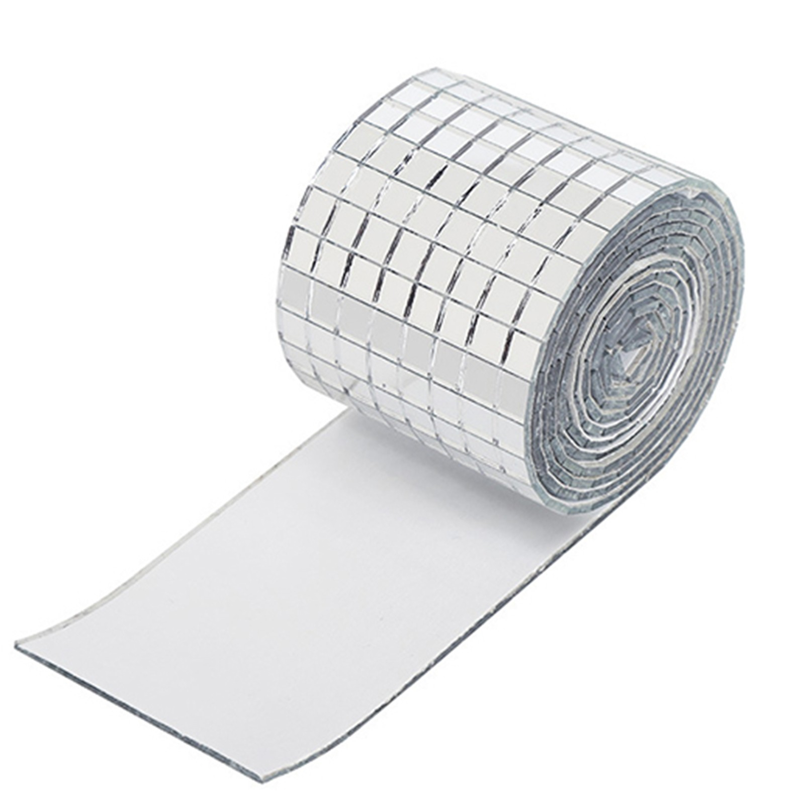 (1m/4cm) Deko Mosaik Spiegel Aufkleber DIY Party Sticker Disco Spiegelmatte - Silber