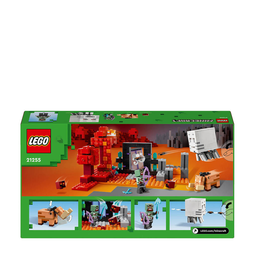 Lego Minecraft Ambush bij het Nether-portaalHinderlaag bij het Nether-portaal Actie Speelgoed voor Kinderen 21255