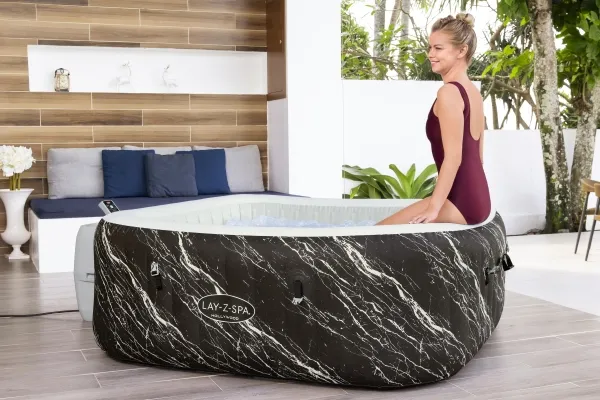 Bestway Lay-Z-Spa 6001F, 778 L, 6 person(er), Firkant, Boble/Jet massage, ABS, Polyethylenterephthalatfolie (PET), Polyvinylchlorid (PVC), Sort, Hvid