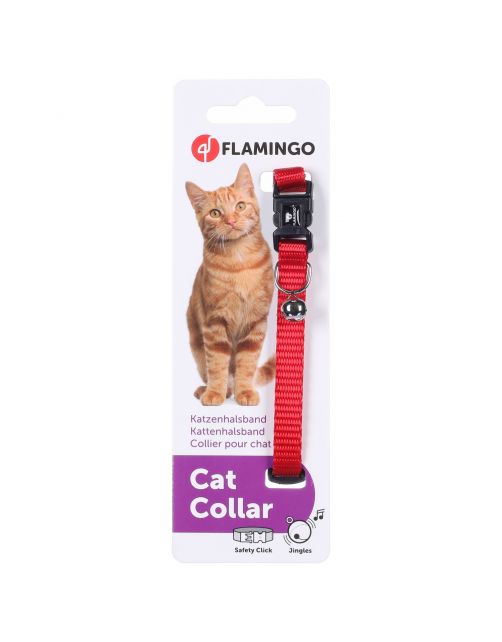 Flamingo Kattenhalsband Bel Ziggi - Kattenhalsband - 20-35 cm Rood