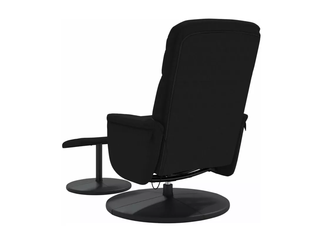 Fauteuil massant inclinable avec repose-pied noir velours