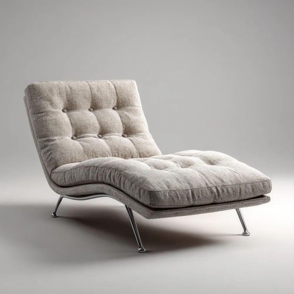 Chaise Longue Stoff 180x90x85 cm – Hellgrau – Modernes Design