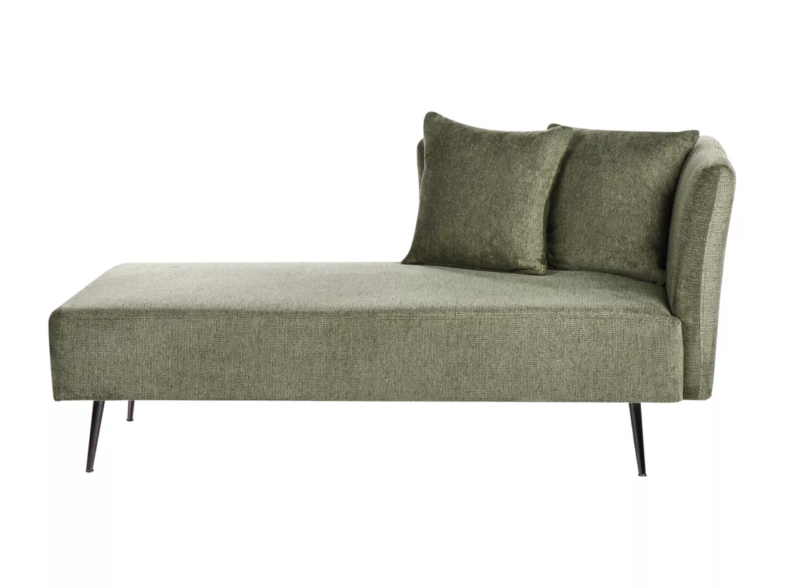 Chaise longue côté droit en tissu vert RIOM
