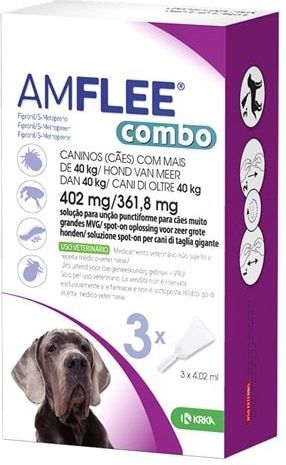 Amflee Spot On Combo Anti Vlooien en Teken Druppels Hond 10-20 kg 3 pipetten