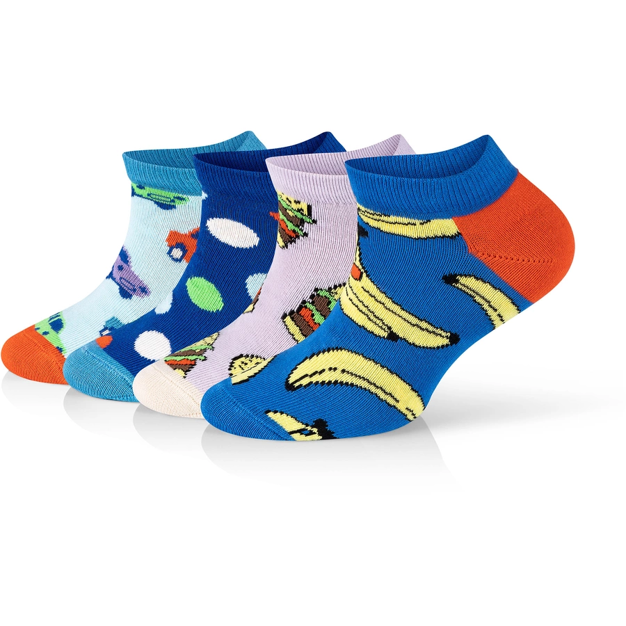 Happy Socks Sneakersocken 4-Pack Kids Low Car-Lunch Time multi_coloured