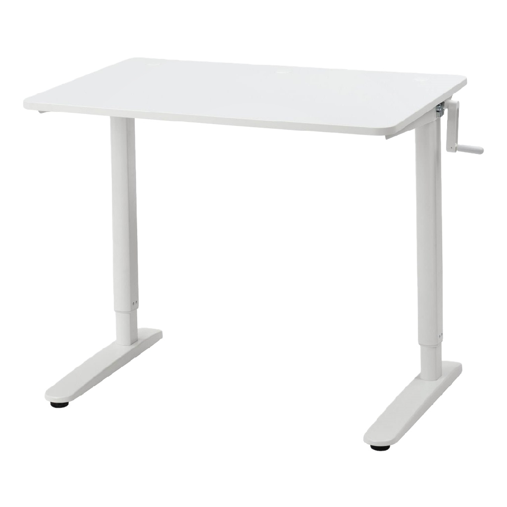Bureau réglable en hauteur à manivelle — Design minimaliste blanc
