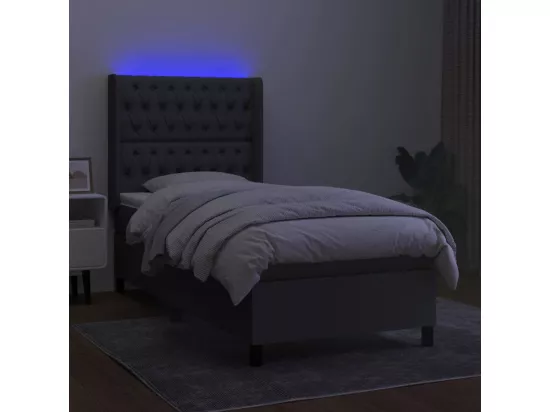 Sommier tapissier avec matelas et LED Gris foncé 90x190cm Tissu