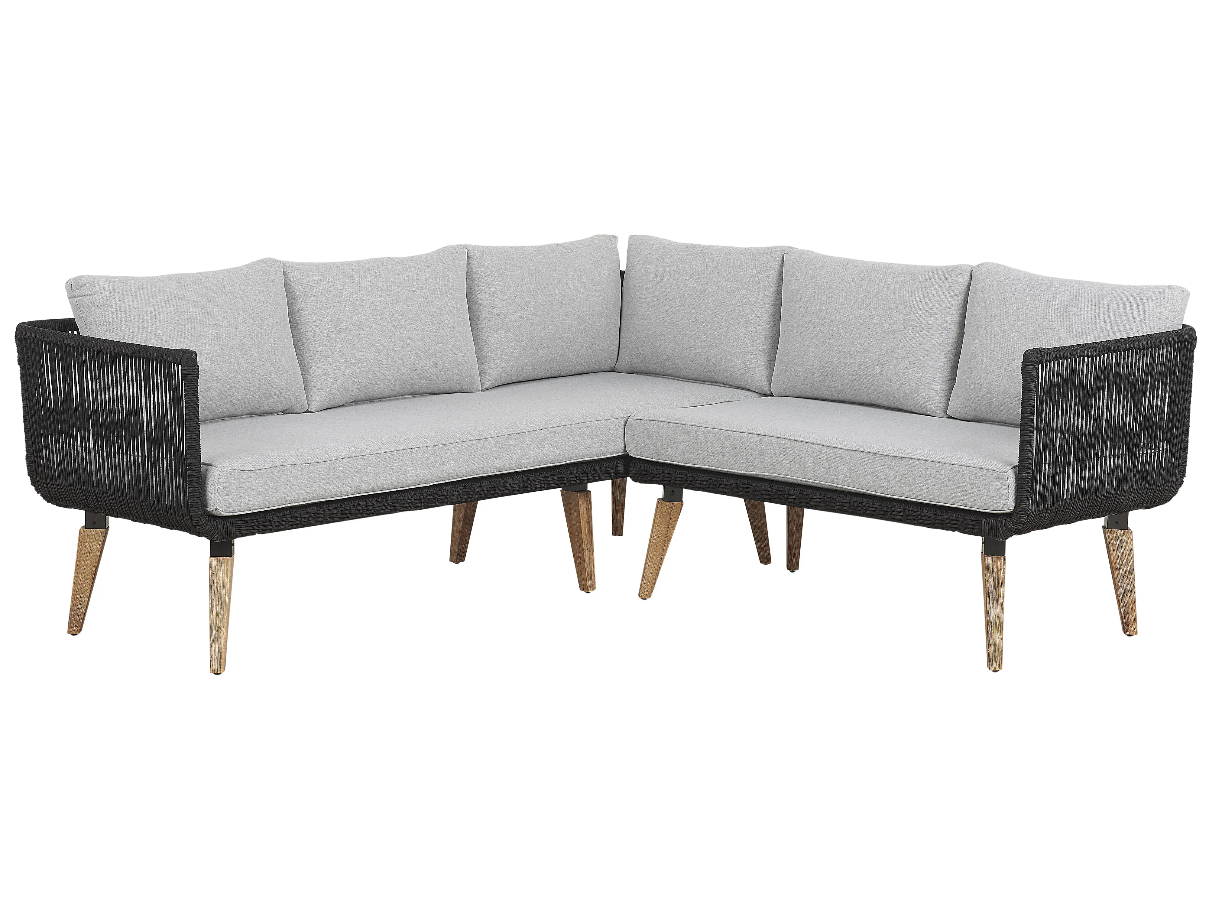 Tuin hoekloungeset met tafel 5-zits ALCAMO linkszijdig Acaciahout Zwart