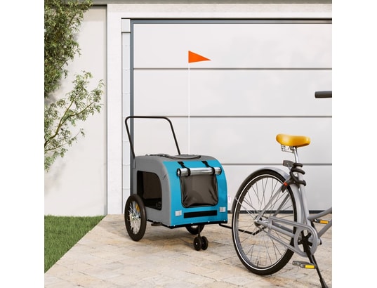 VIDAXL - Remorque de vélo pour chien bleu et gris tissu oxford et fer