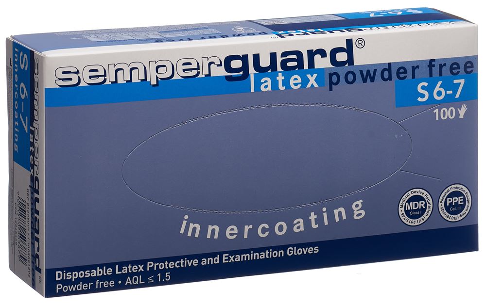 Semperguard Handschuhe Latex IC<br>100 Stück, S, puderfrei weiss