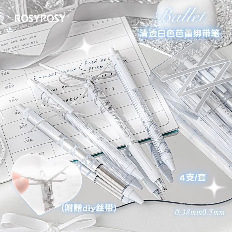 princesseria - Set van 4: Veterpen - 0,5 mm (verschillende ontwerpen)
