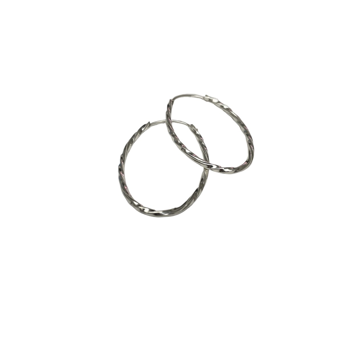 Créoles en argent ovales torsadées