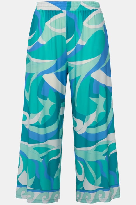 Jersey-Culotte, wadenlang, weites Bein, Elastikbund