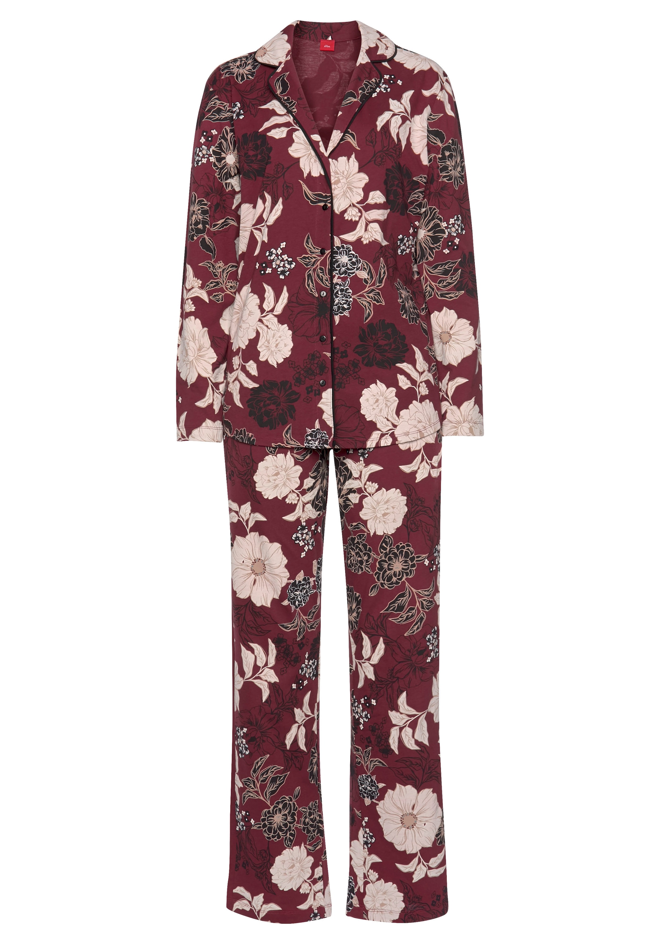 s.Oliver Pyjama, 2 Stk. in klassischer Form mit Blumenmuster