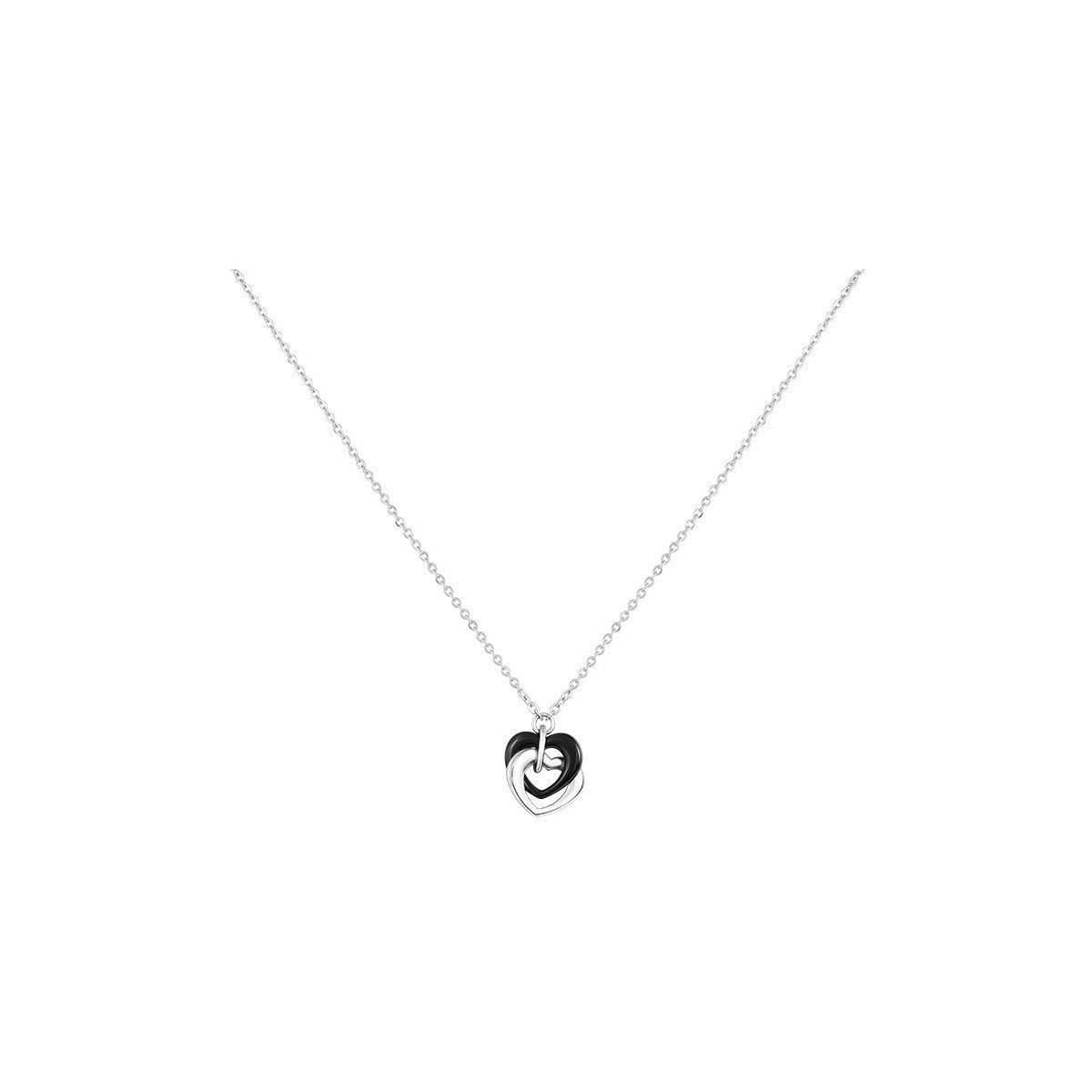 Collier mono-motif en Acier 316L et céramique - blanc brillant