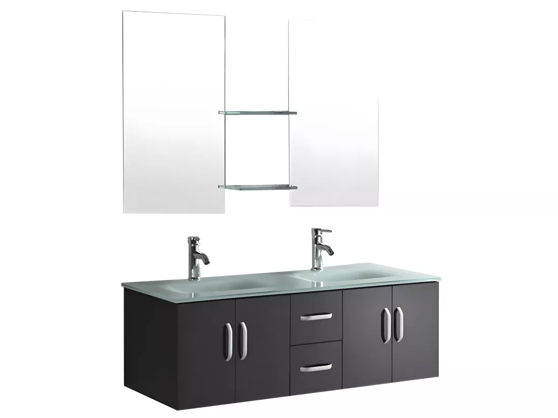 Meuble de Salle de Bain noir 151 cm Lavabo inclus – Ginger