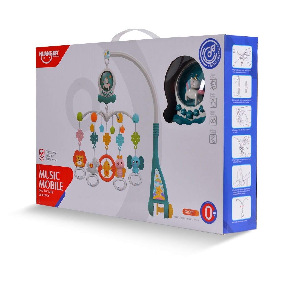Moni Musik-Mobile Einhorn HE0311 Lichtfunktion, Melodien, Musikpanel, ab Geburt grün