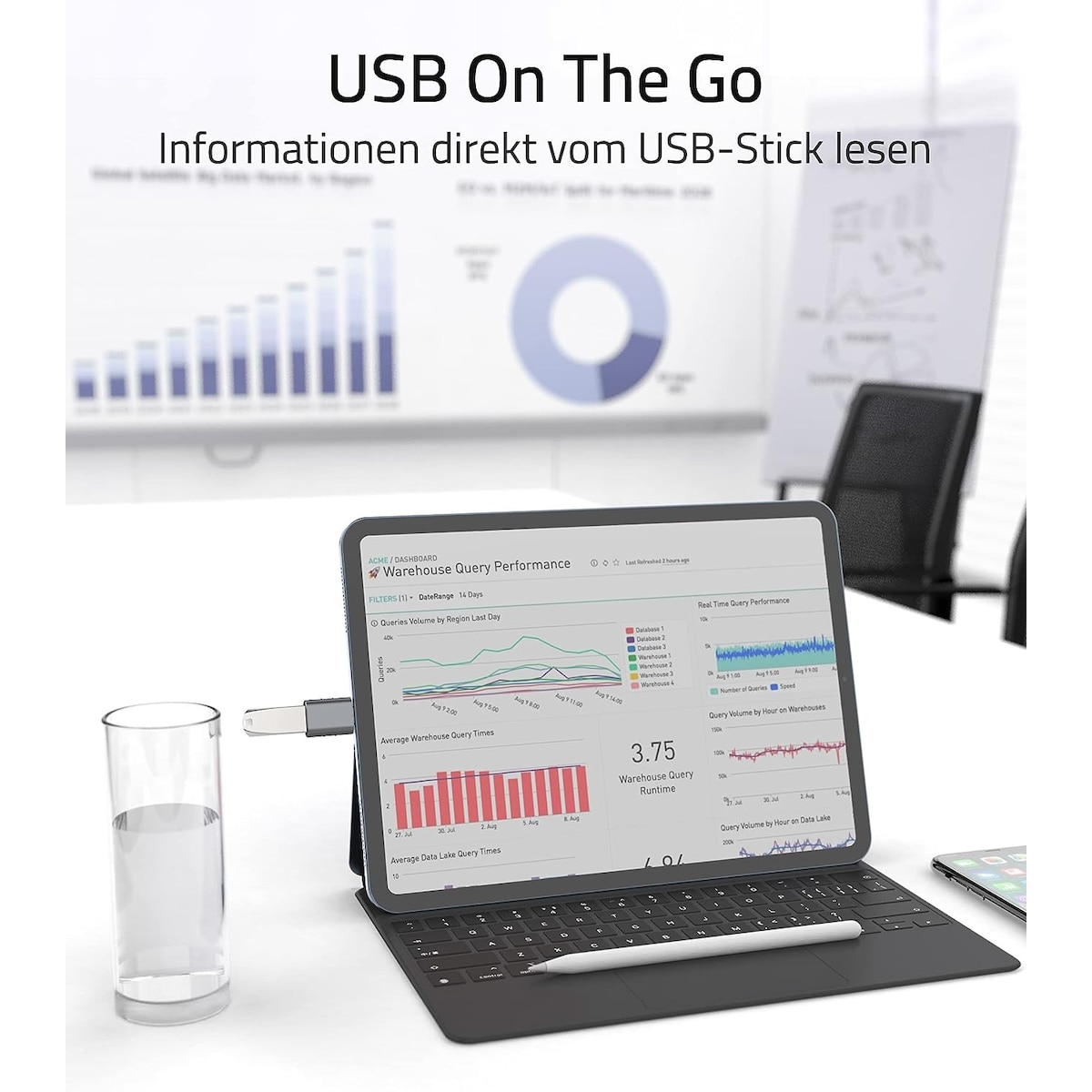USB 3.2 til USB-C OTG-adapter 10 Gbps Grå