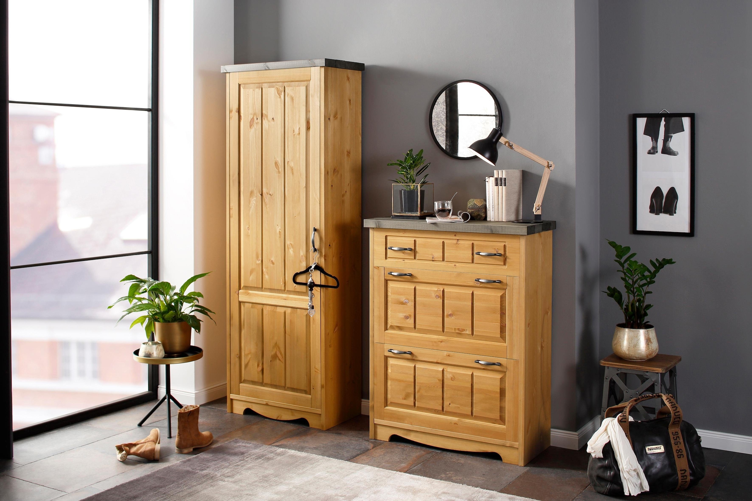 Home affaire Garderobenschrank »Trinidad« aus massiver Kiefer, FSC® zertifiziert, Breite 69 cm