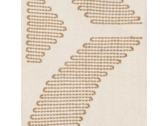 Tapis décoratif Blanc Ivoire et Beige lin motif en relief brodé 120 x 170 cm