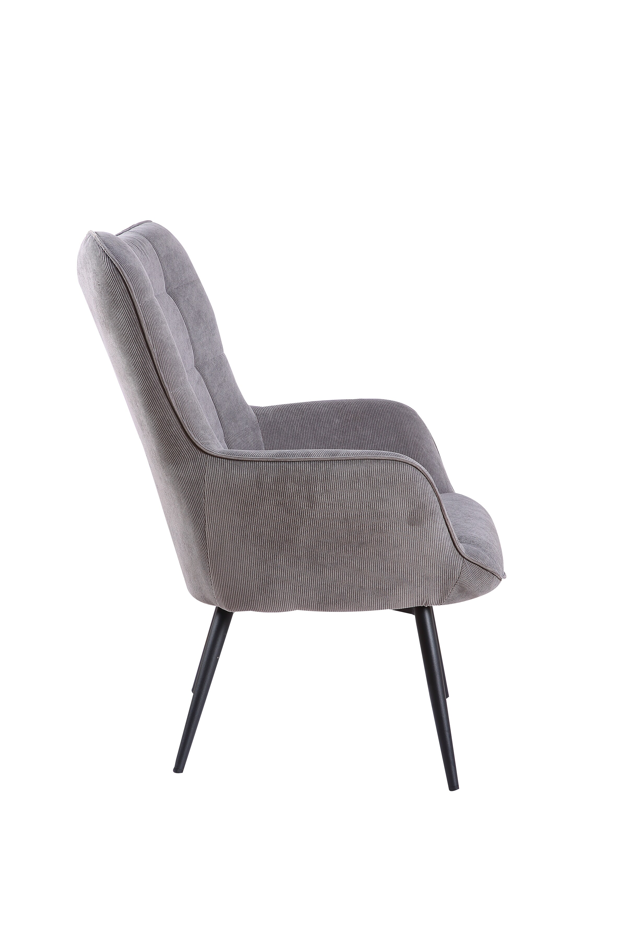byLIVING Sessel UTA, Cordbezug grau, Gestell Metall schwarz