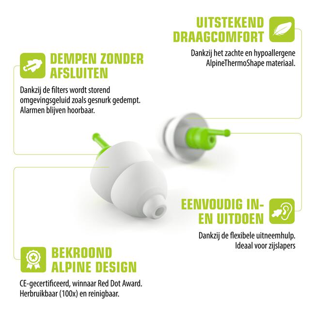 Alpine SleepSoft Herbruikbare Slaap Oordoppen 1 paar