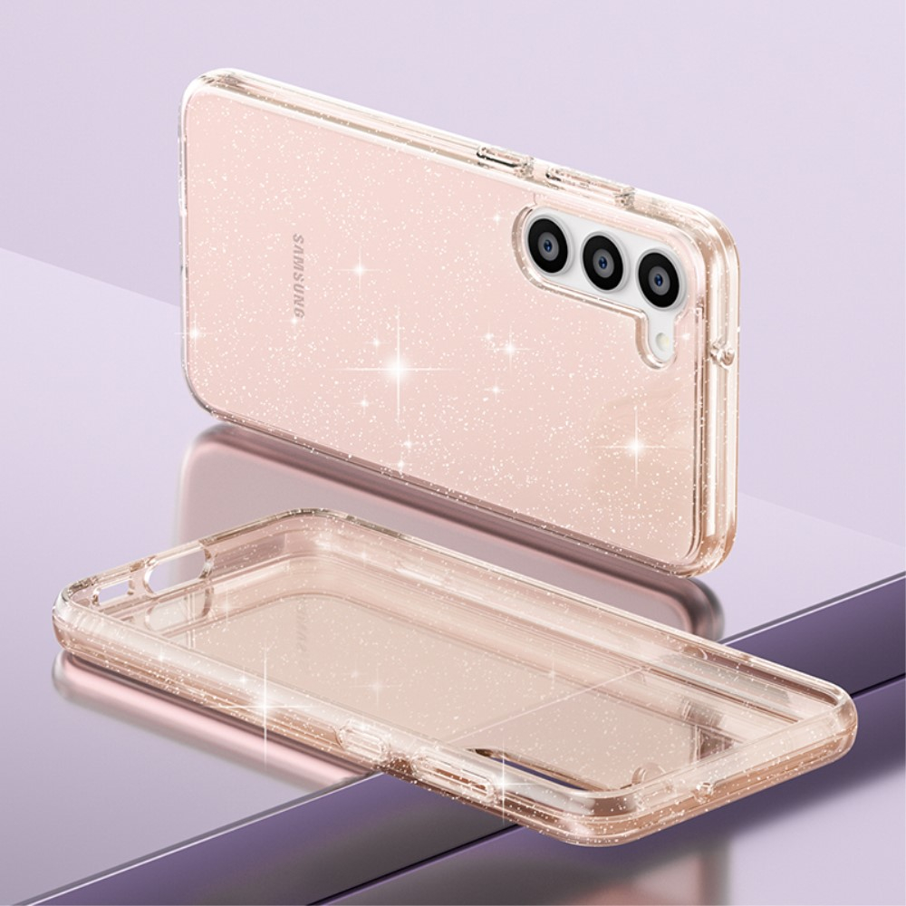 Samsung Galaxy S23 5G Hybrid Hardcase Schutzhülle im Glitzer Design - Gold / Transparent