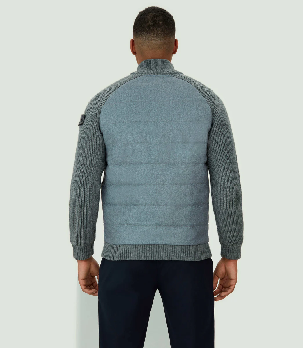 Sweat zippé col montant gris chiné 