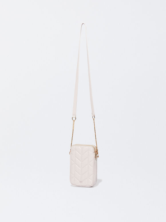Bolsa acolchoada para celular - Branco-creme