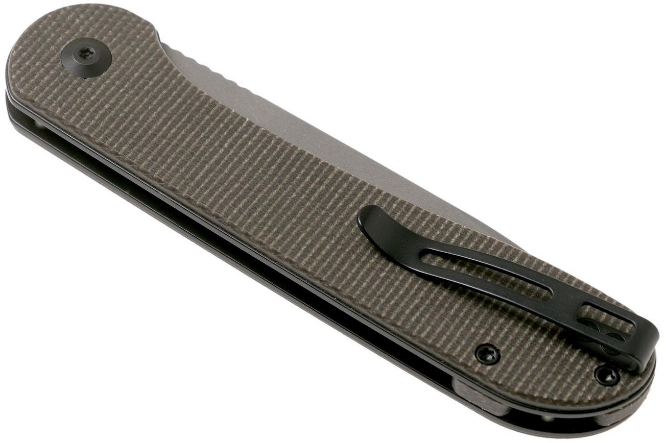 Civivi Elementum Button Lock C2103C Stonewashed, Dark Green Micarta zakmes