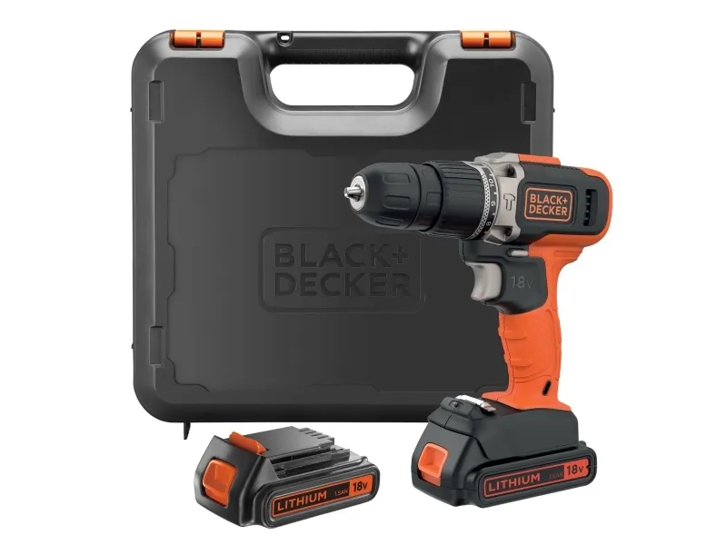 BLACK DECKER BCD003C2K - Hammerbor - ledningfri - 2-hastigheders 10 mm - 45 N·m - 2 batterier - 18 V