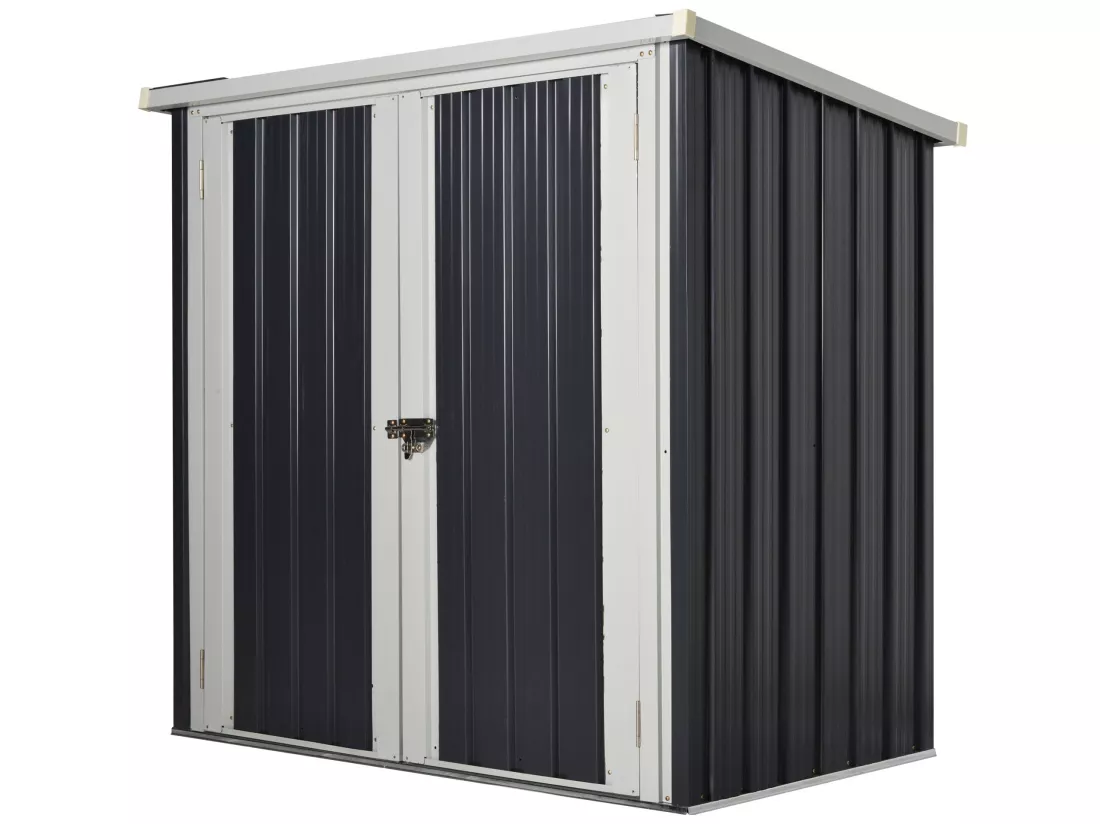 Abri de jardin - remise pour outils - abri vélo - abri poubelle - 2 portes verrouillables - dim. 147L x 86l x 134H cm - tôle d'acier noir blanc