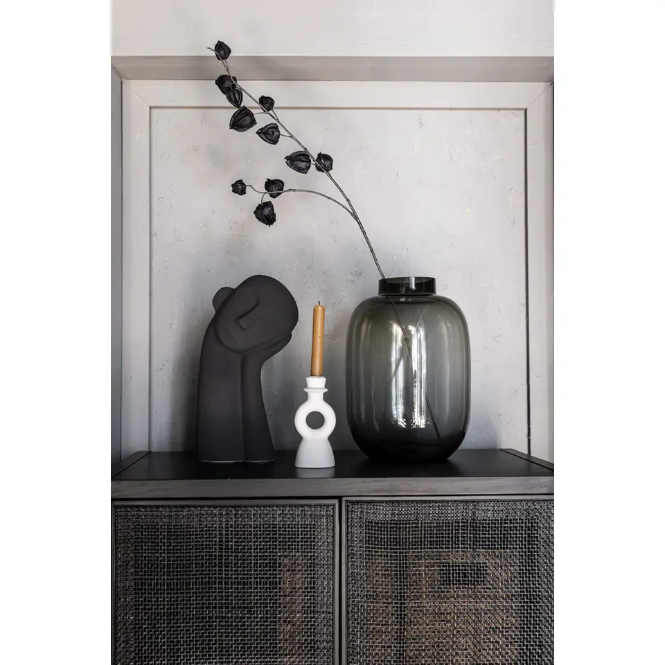 Beeld hoofd Laurens - zwart - keramiek - 35x19x9 cm