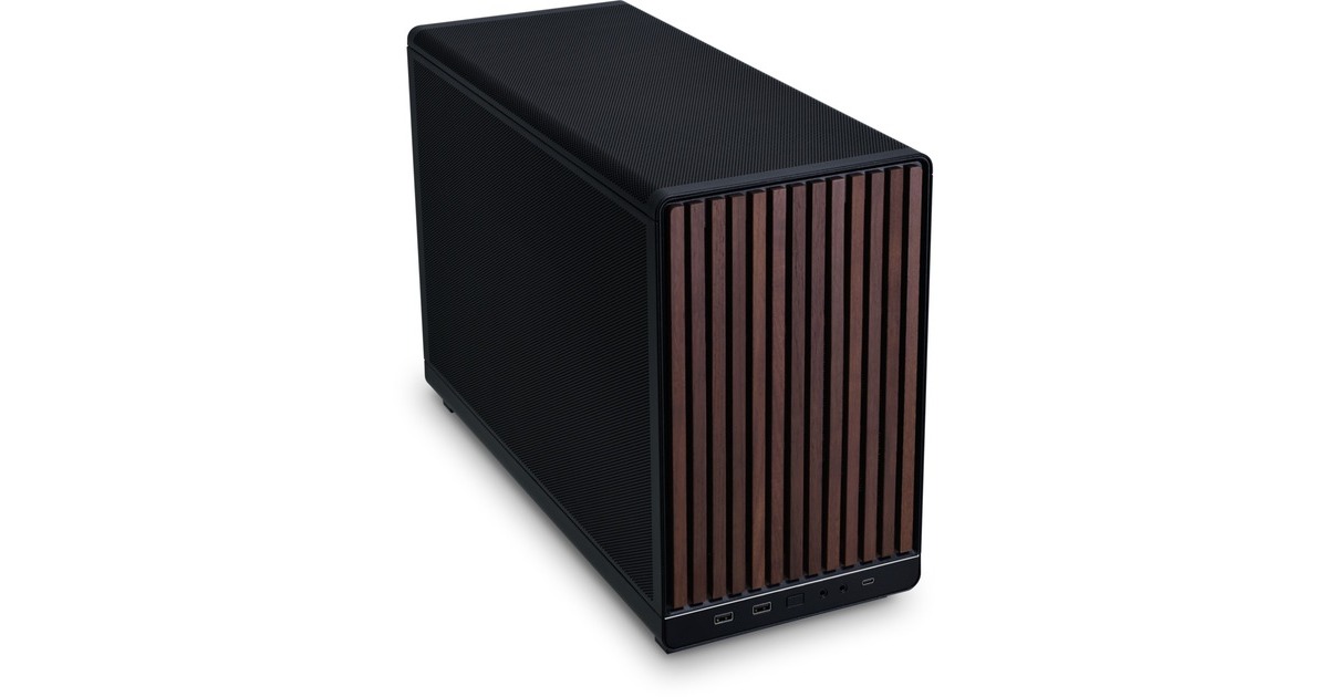 Lian LiA3-mATX Black (Wood Edition) midi tower behuizing  (Zwart/houtkleur | 2x USB-A | 1x USB-C)