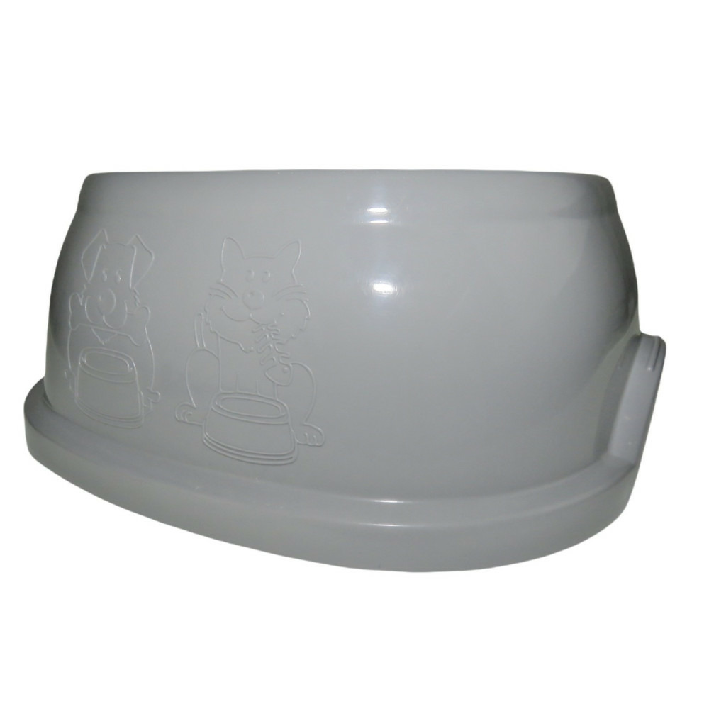 Ecuelle carrée 1 litre, gris en plastique, pour chien