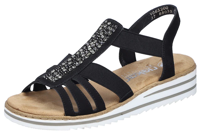 Rieker Keilsandalette  , Sommerschuh, Sandale, Keilabsatz, mit Gummizüge für guten Sitz