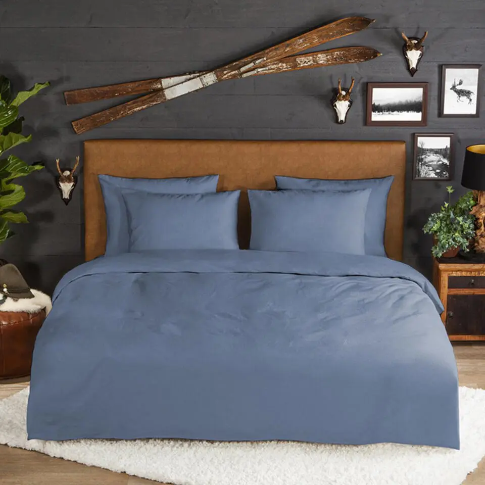 Zavelo Flanellette Effen Dekbedovertrek Blauw-2-persoons (200 x 200/220 cm)