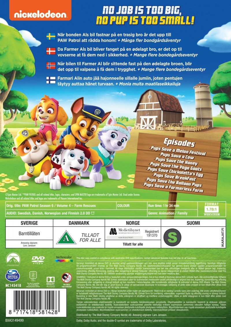 Paw Patrol - Sæson 6 Vol. 4 - DVD